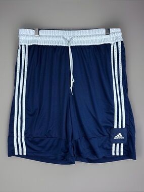 Men’s Adidas Basketball Club Shorts 3-Stripes Dark Navy Blue EUC